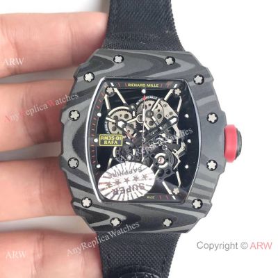 AAA Richard Mille Rafael Nadal Carbon Case Black Leather watch RM35-01